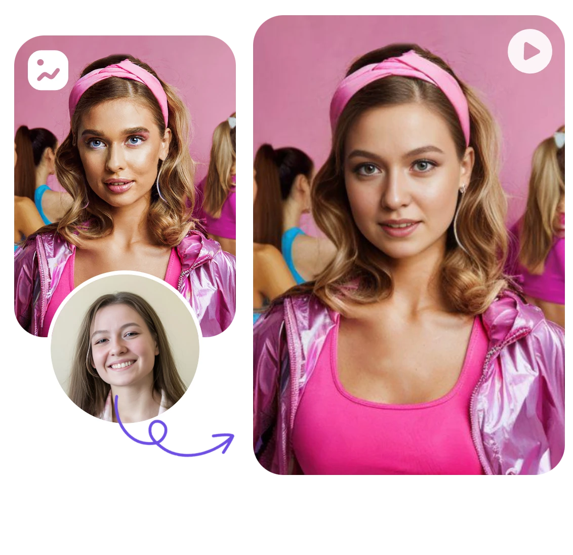 swap faces in generated videos in one click in clipfly