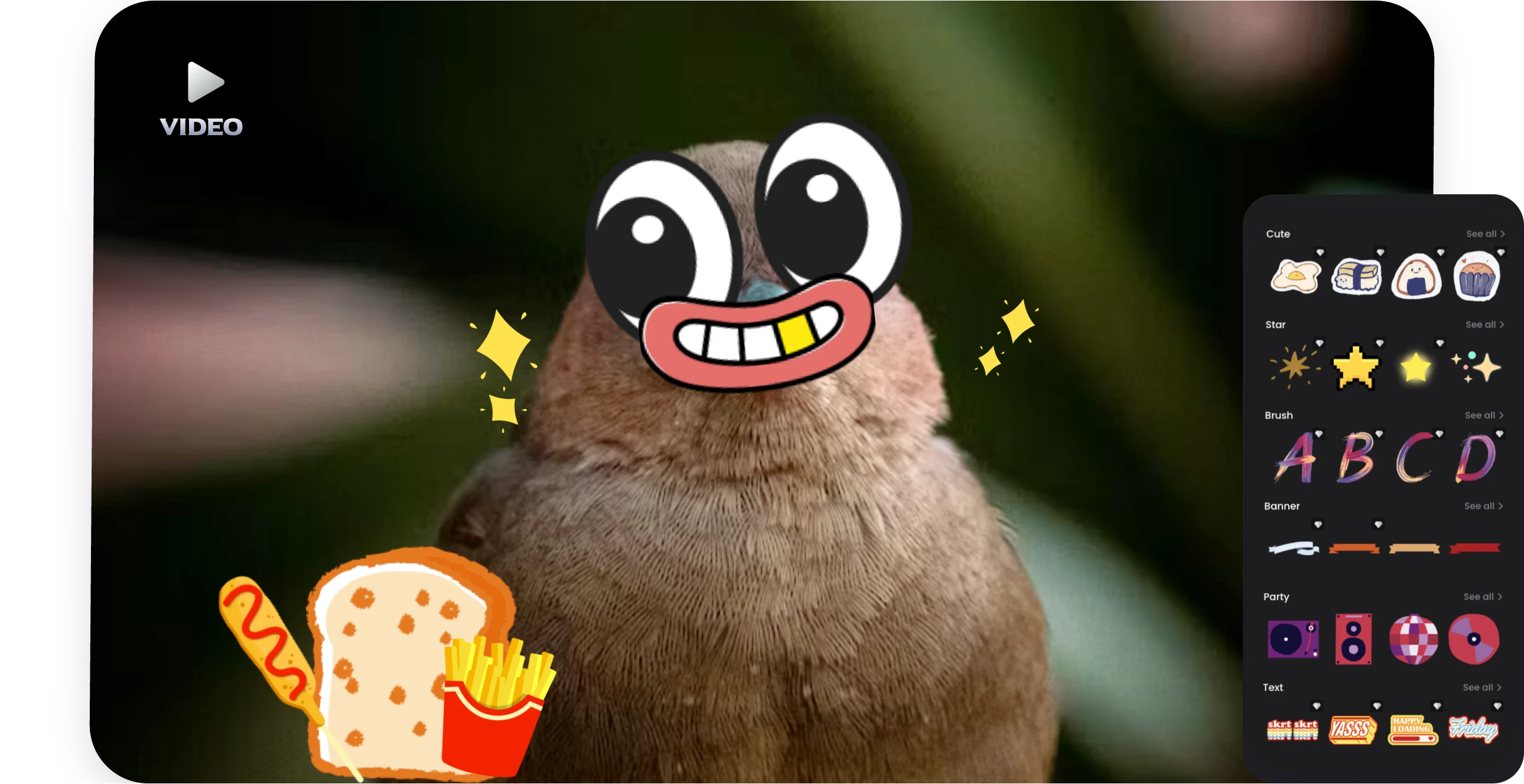 add stickers to video online for free with clipfly