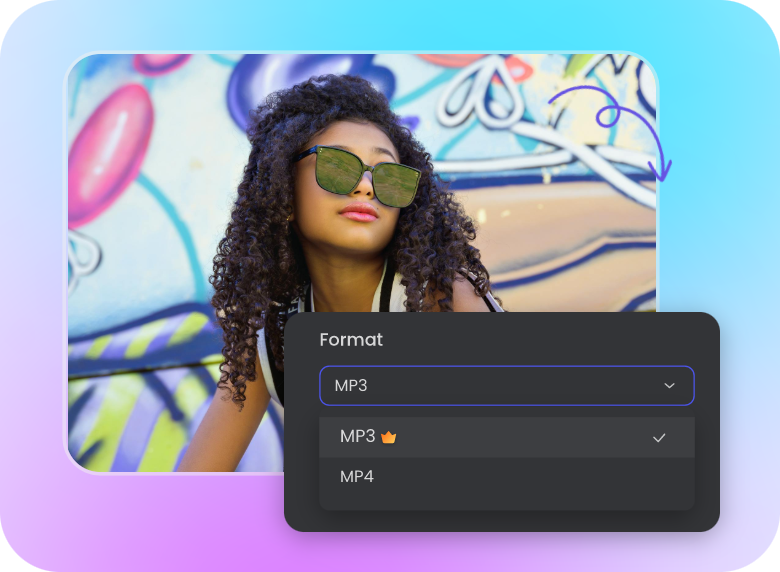 transform the format of a girl video from mp4 into mp3