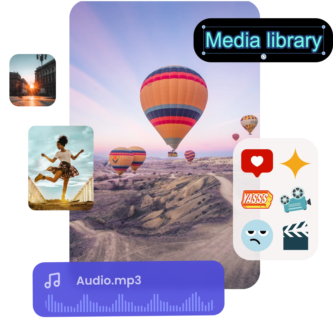 customize a tiktok video of balloon with images text stickers and audio