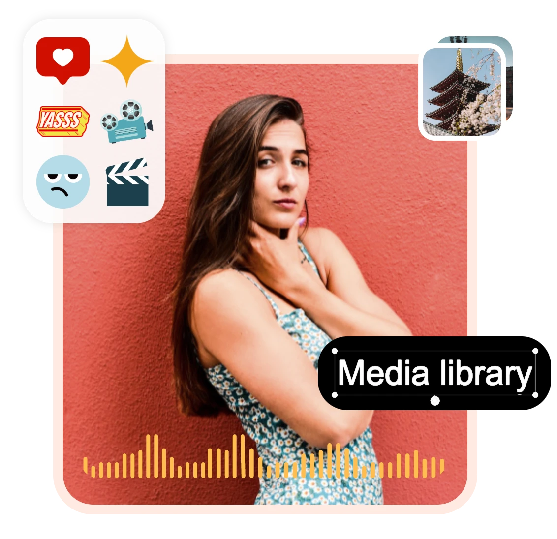 customize a video of a girl with text music stickers images and more