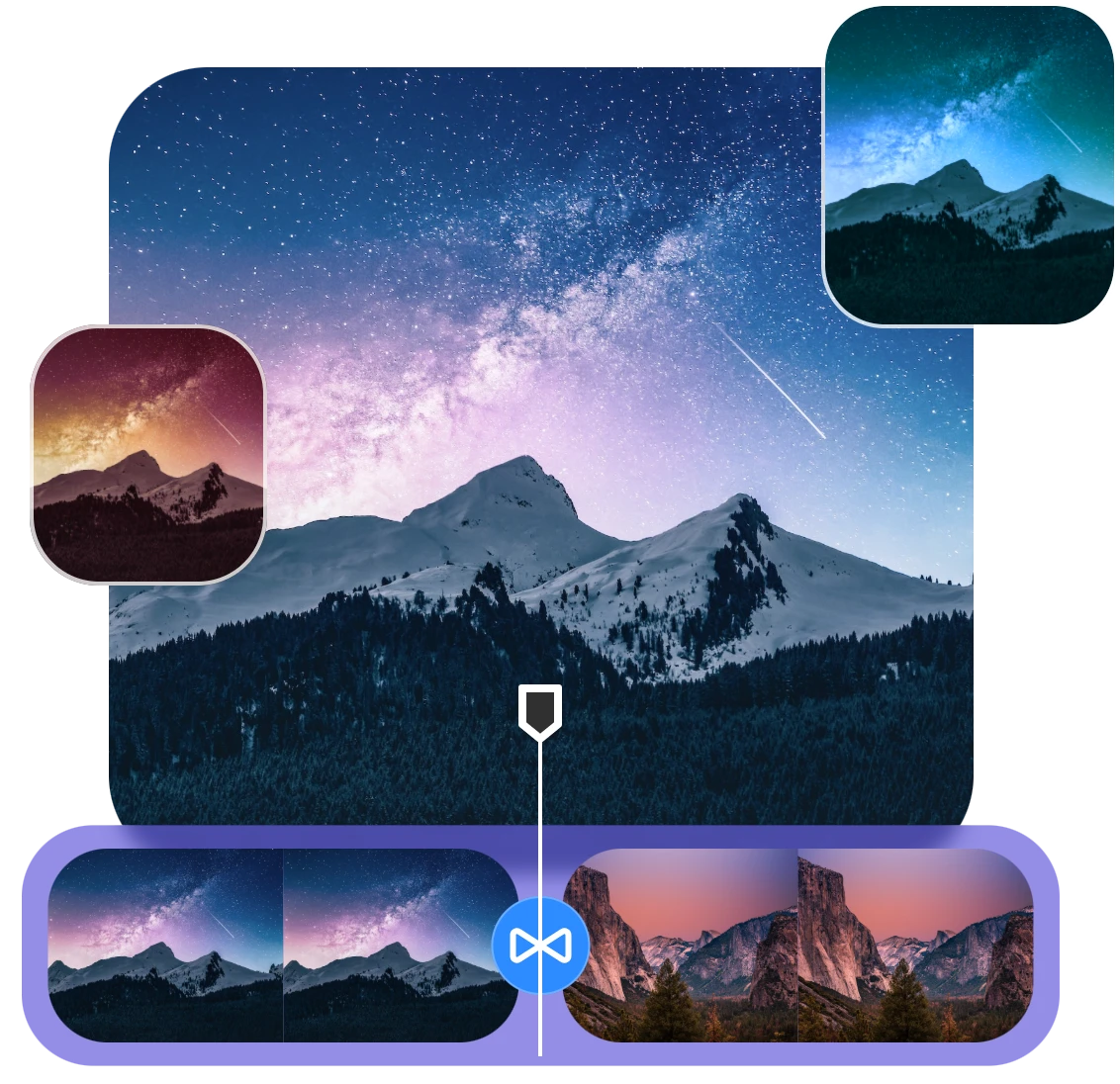 add creative filters and transitions to a video of starry night for youtube