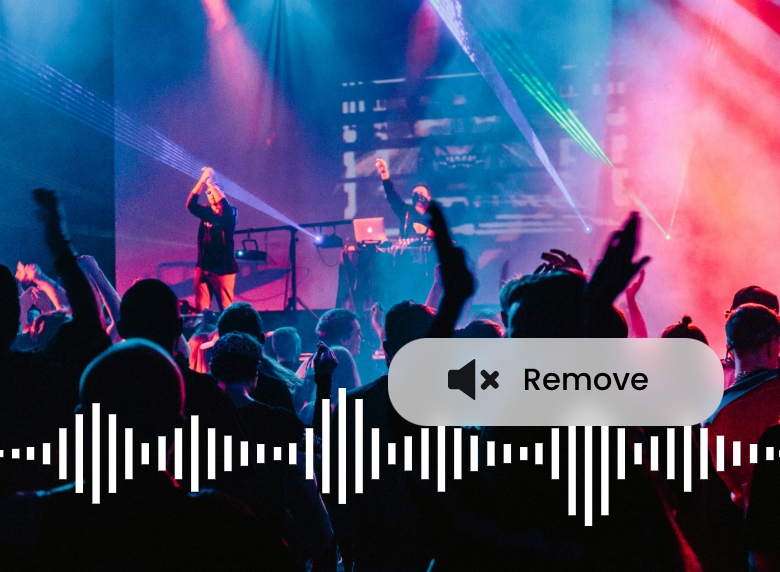 remove audio from a video about a live music show by clipfly