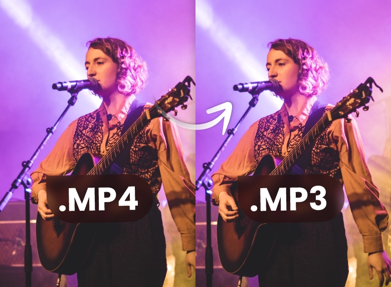 use clipfly mp4 to mp3 converter to turn a mp4 video of a young lady playgging guitar and singing into mp3