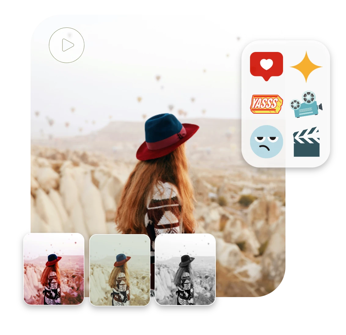 add filters and stickers to the girl's video