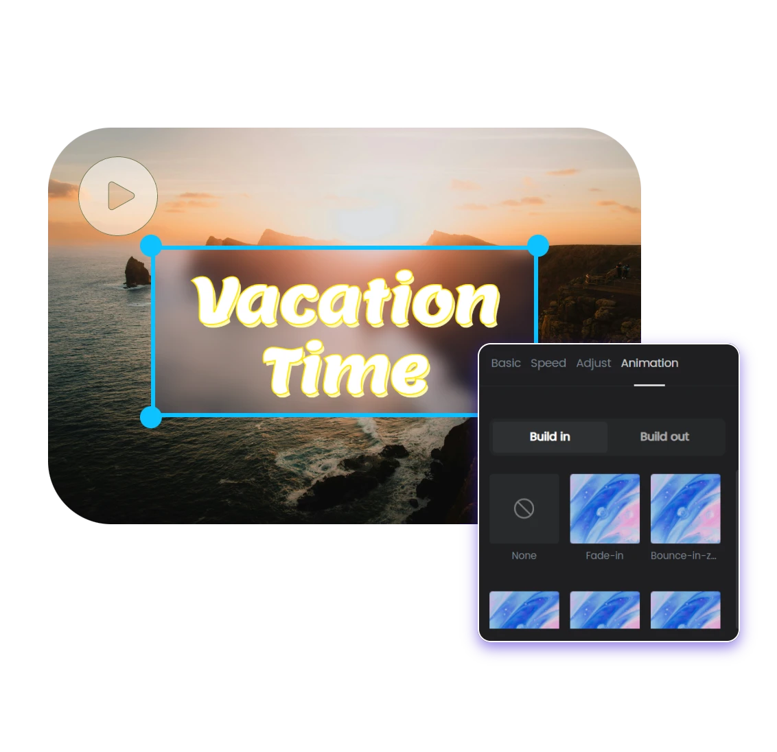 add dynamic text to a video of beautidul landscape in clipfly