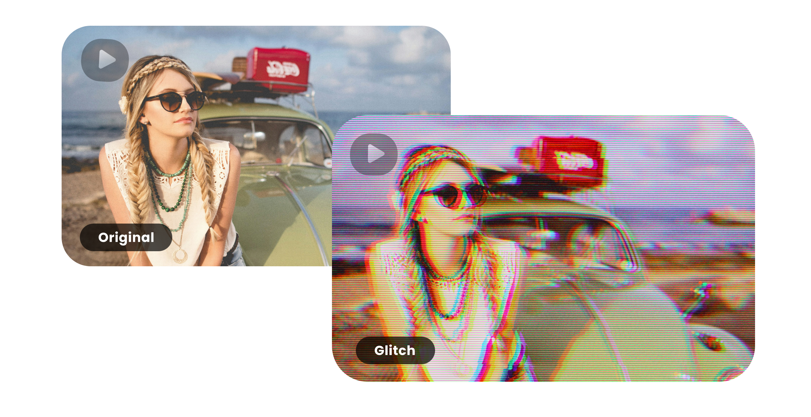 comparision of adding effects on a girl s video in clipfly