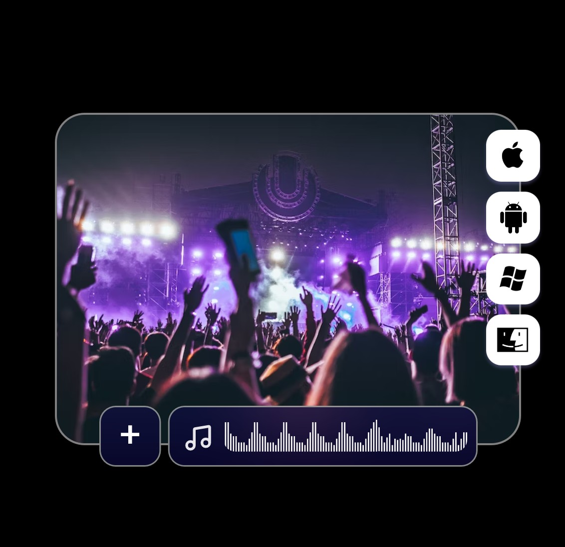 Add audio to video at any device including windows, mac, android and iphone in clipfly