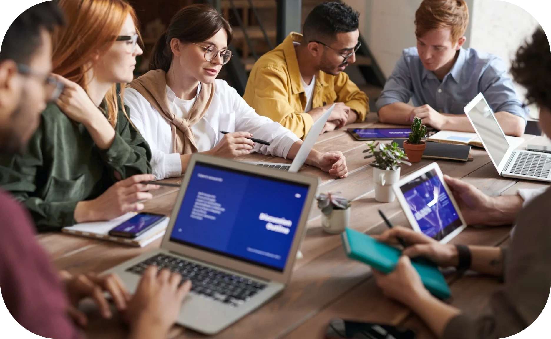 a work team holding a business conference