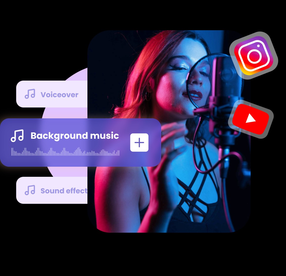 Add audio to a female vocalist video to make it stand out on social media like youtube or instagram