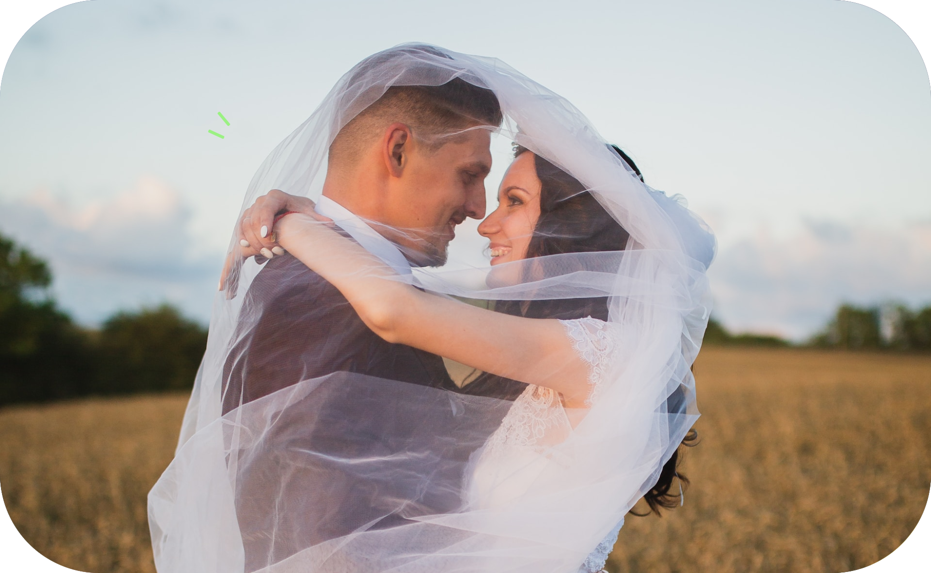 wedding couple embracing outdoors