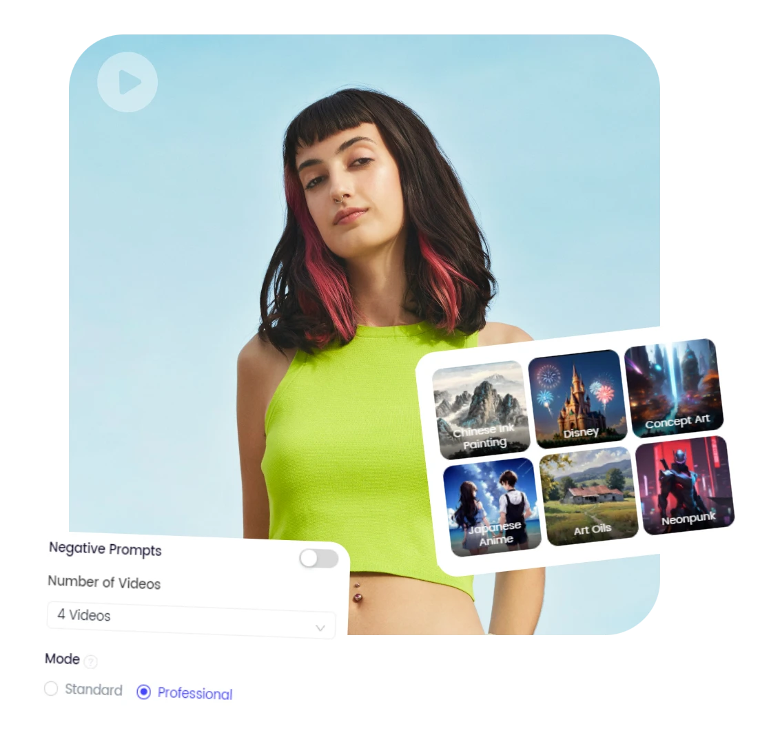 generate videos with customization setting tools prompts styles and modes such with clipfly ai video creator