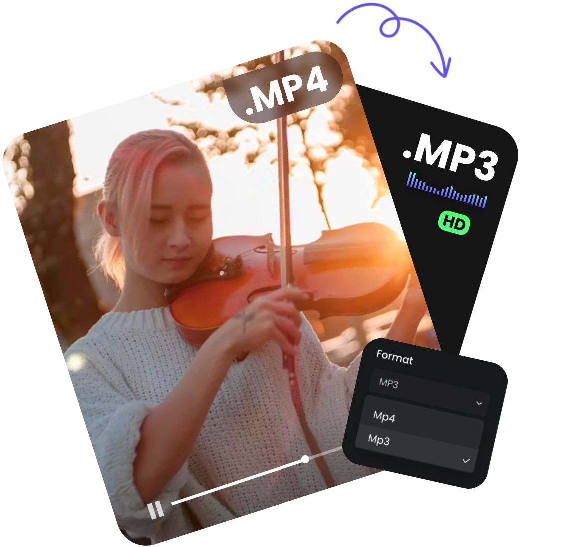 use clipfly MP4 to MP3 converter to transform your video