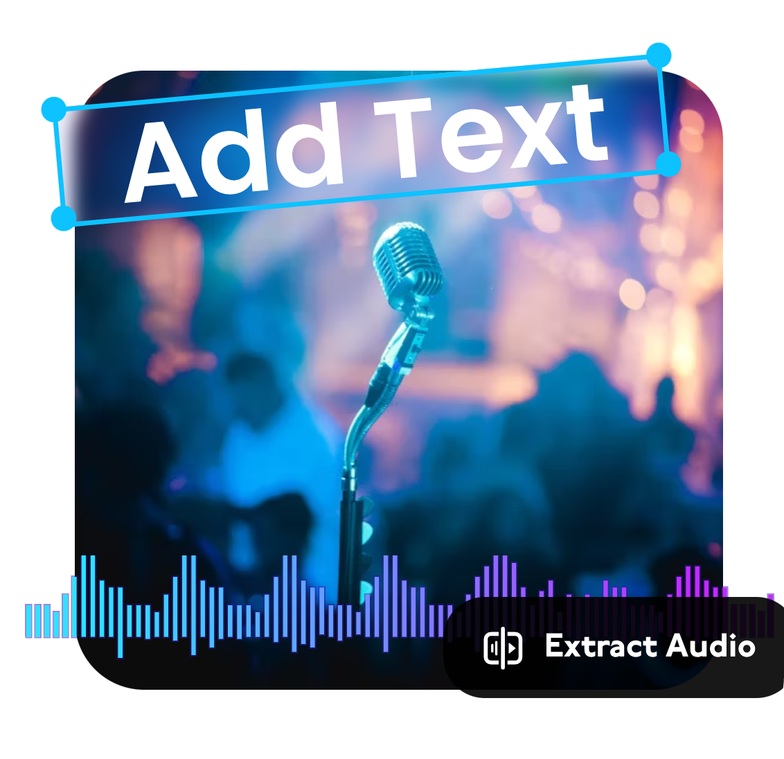 add text and other elements to a video and extract audio from this video