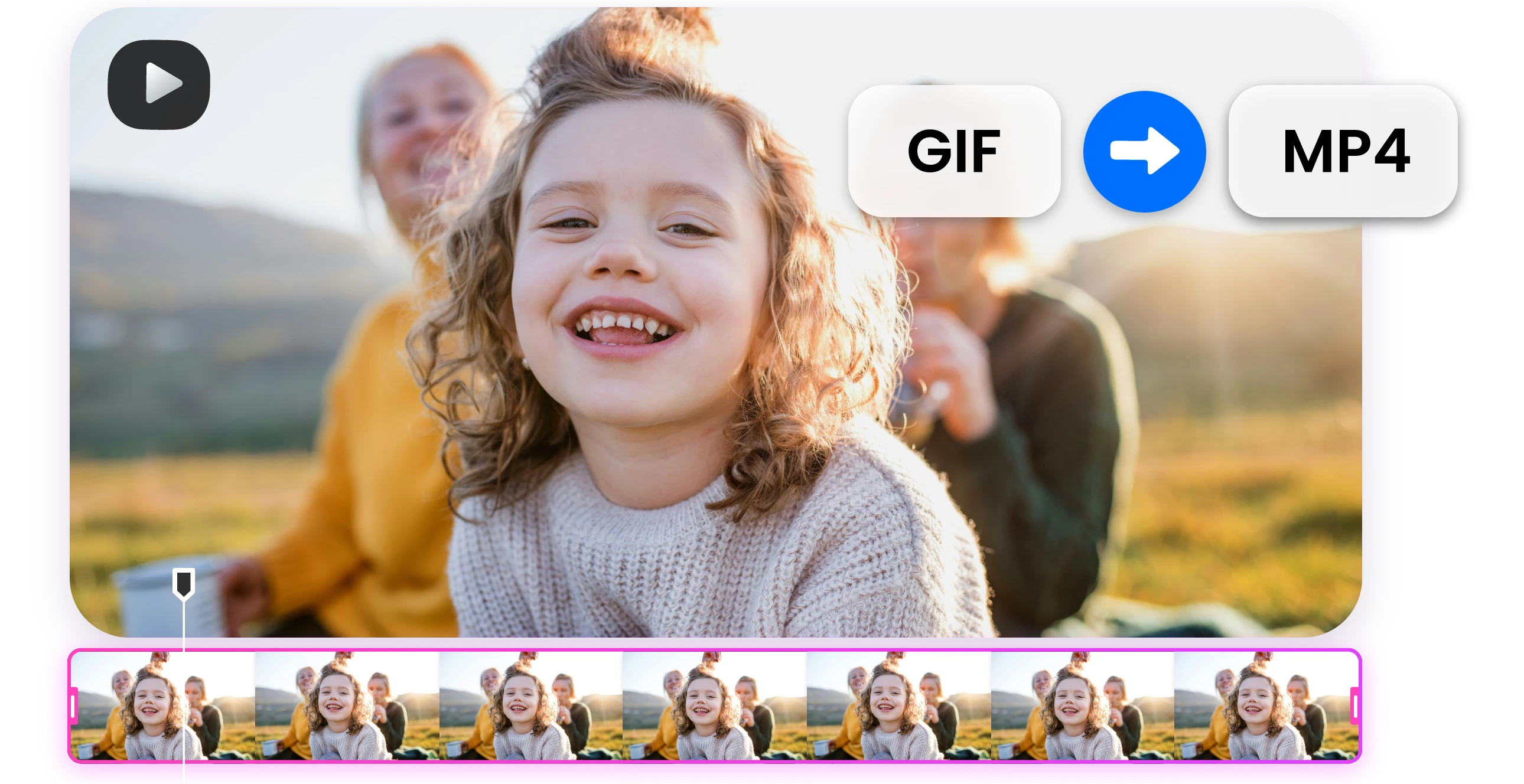 convert a cute little girl's gif to a long video in clipfly gif converter