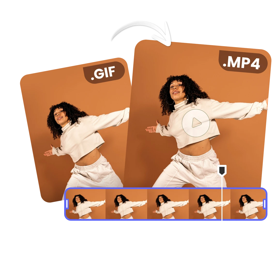 convert a dancing gif to mp4 in a flash in clipfly