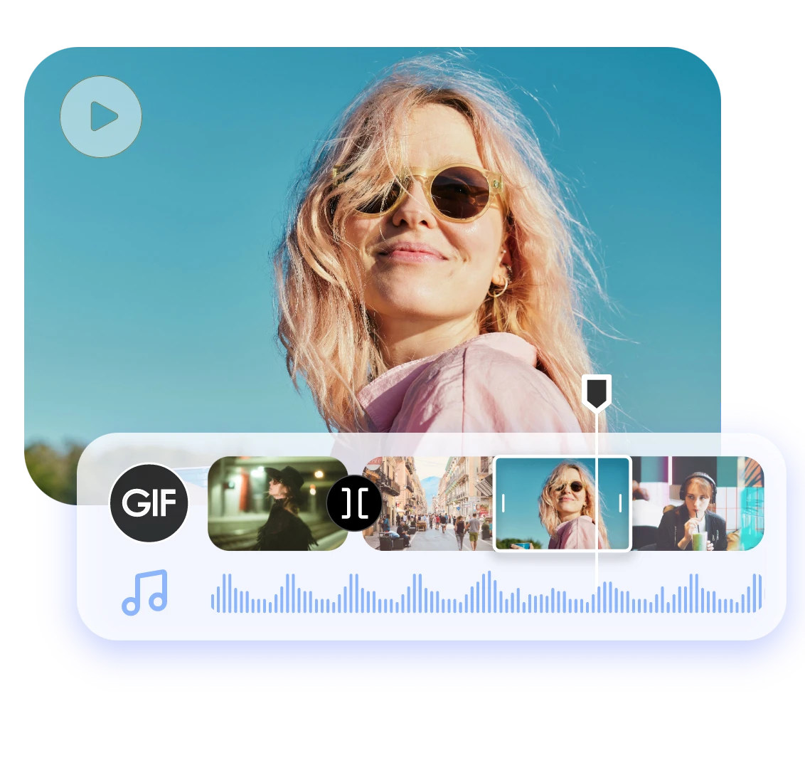 add several gif images to timeline and make a perfect video in clipfly