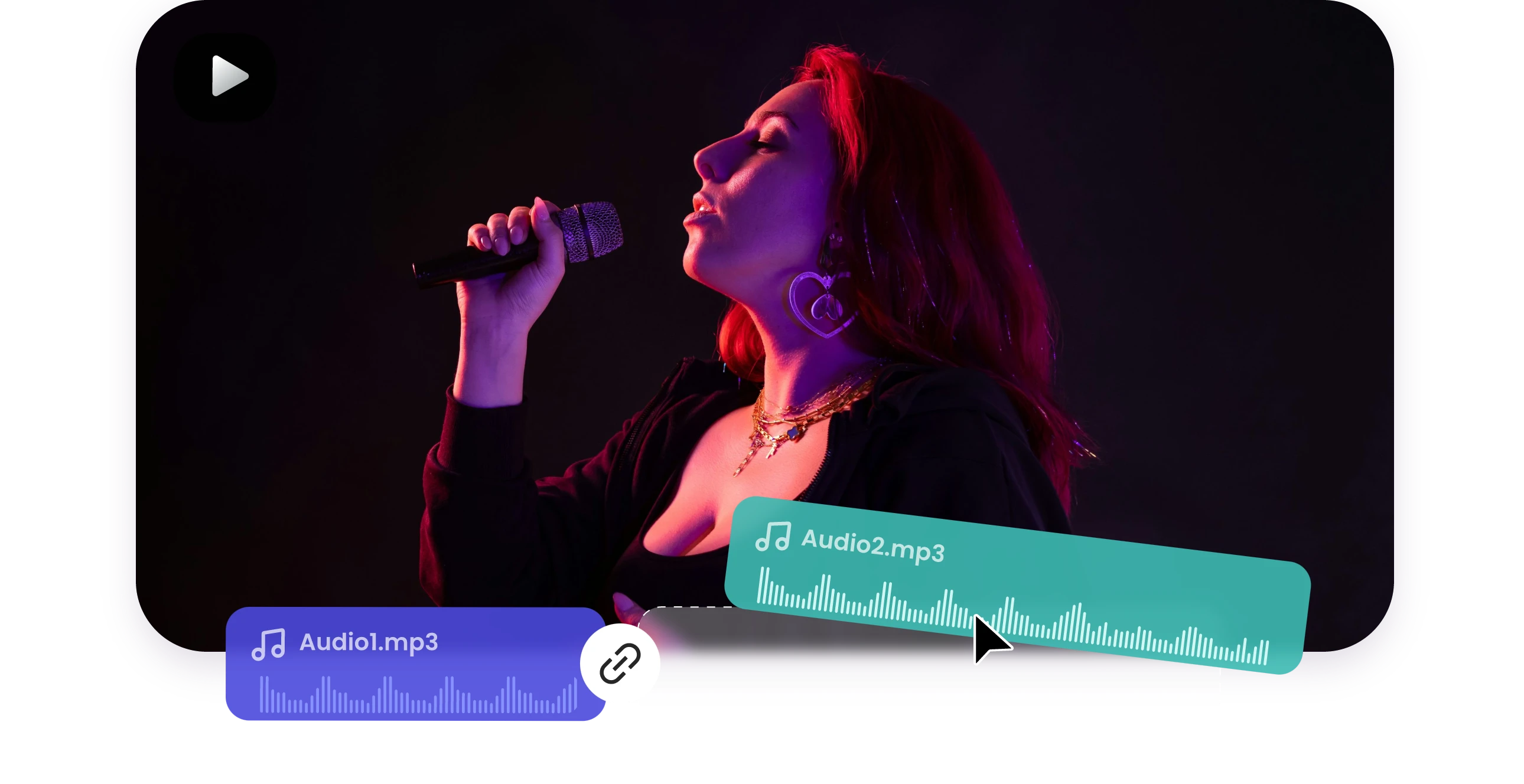 use clipfly audio joiner to join two audio files in a singer's video