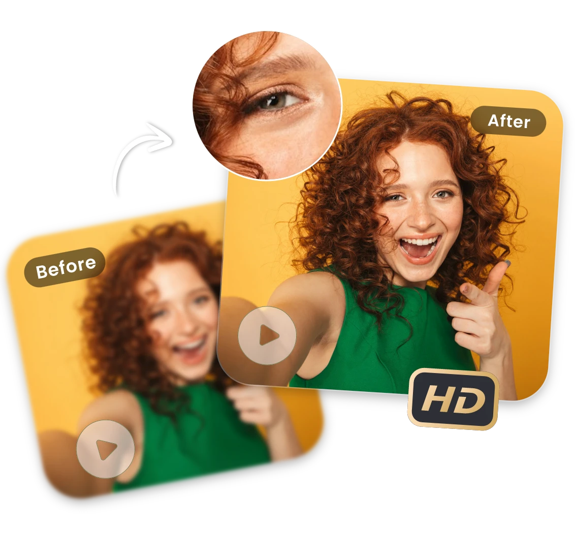 use clipfly ai video upscaler to improve the girl's video resolution and clear every detail