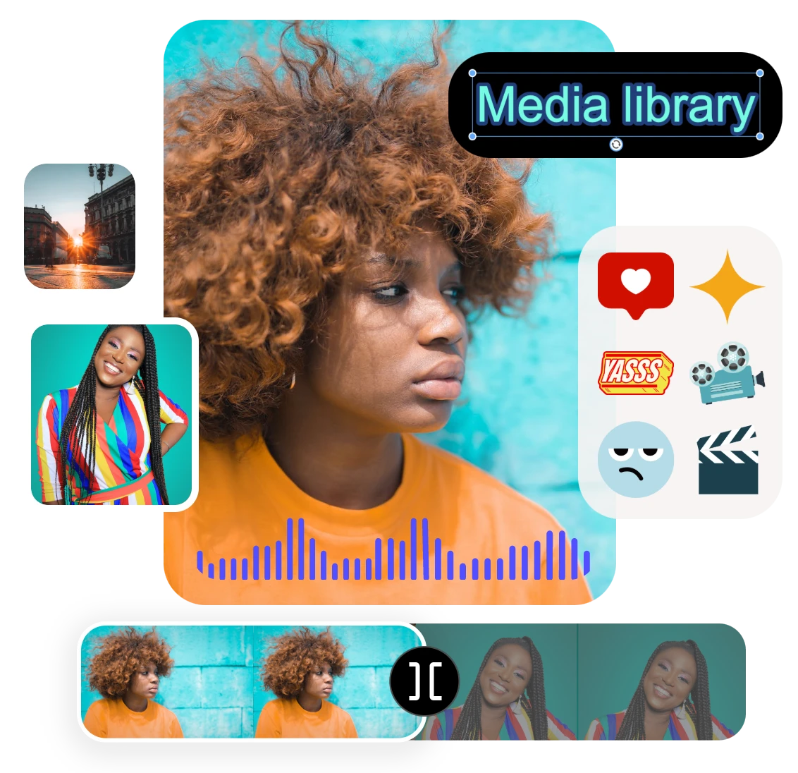 add more elements to a girl's video in clipfly media library