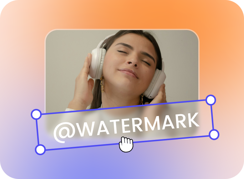 add the watermark to a video about a girl listening to the music