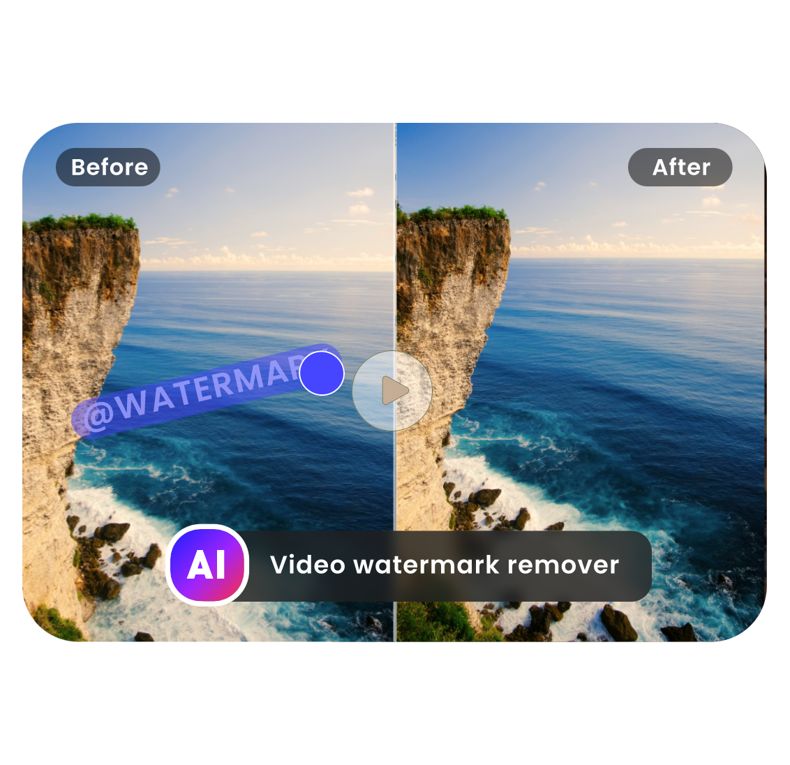 use clipfly ai video text remover to remove text from a video of sea view