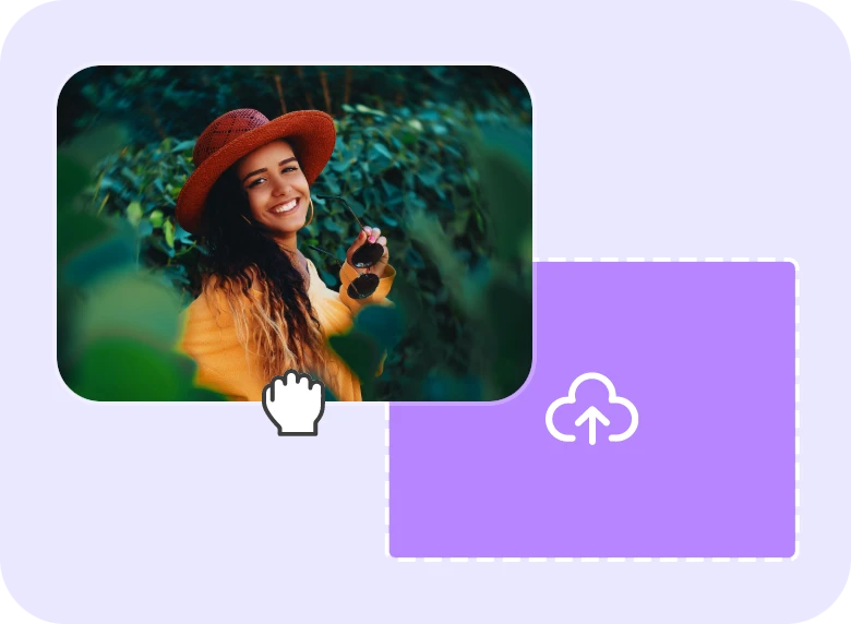 upload a photo of a lady with a dark orange hat in a green bg to clipfly image to video converter