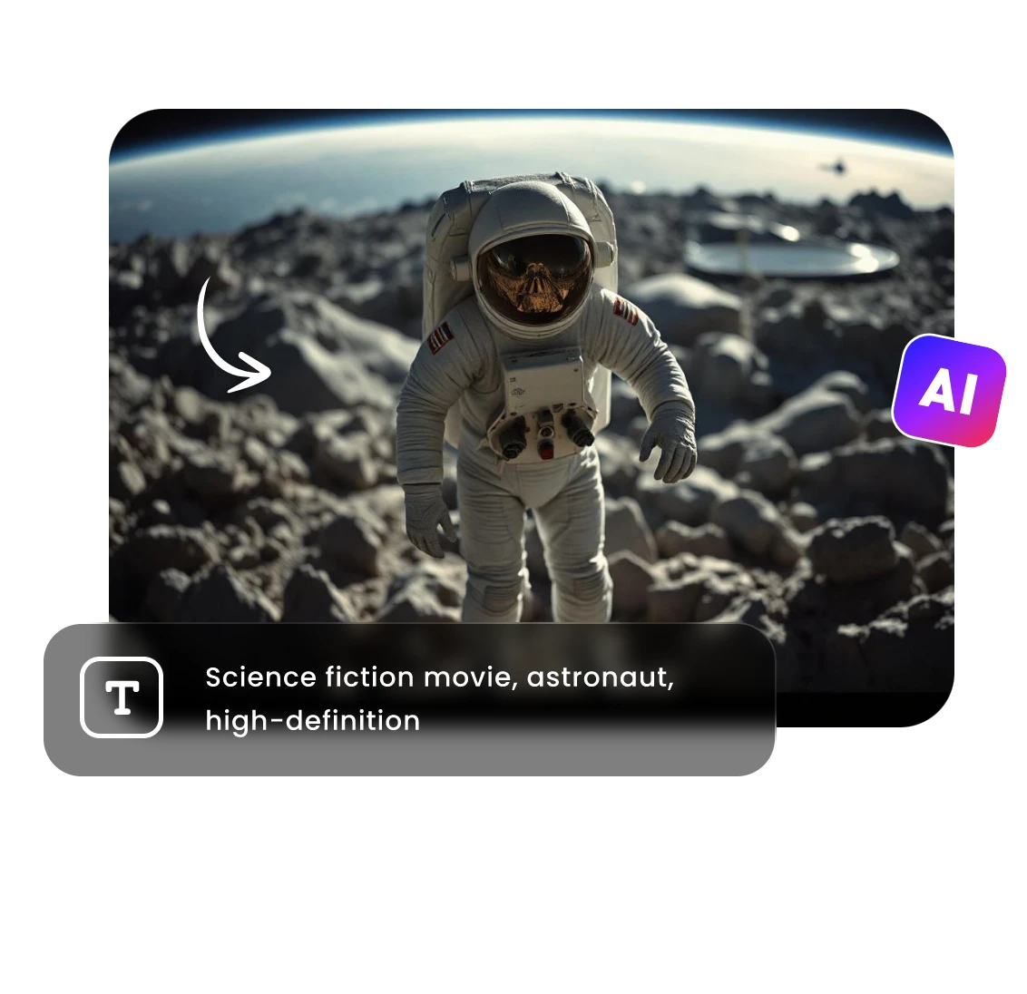 Use AI to turn text to a science fiction film of a astronaut 