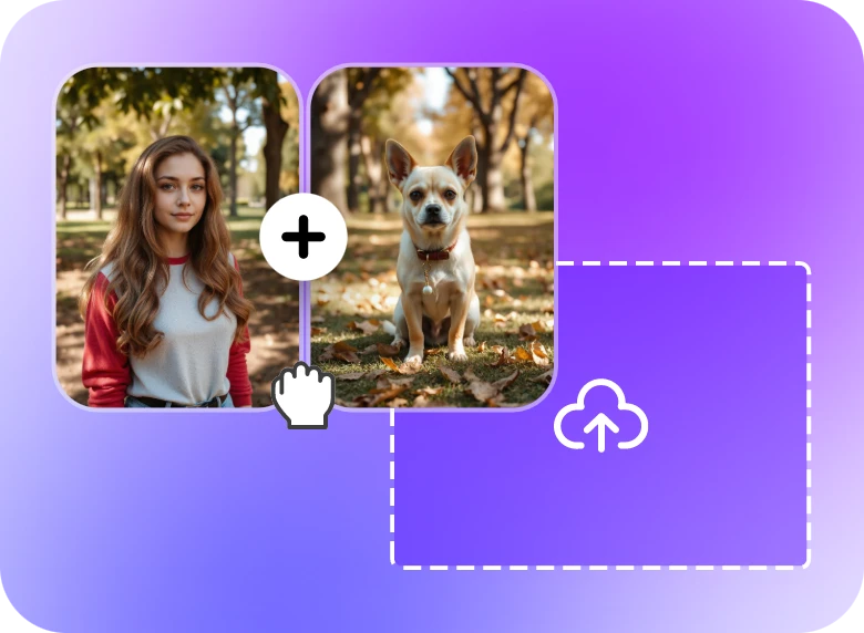 step 1 upload two images like a dog and a girl to Clipfly AI motion generator