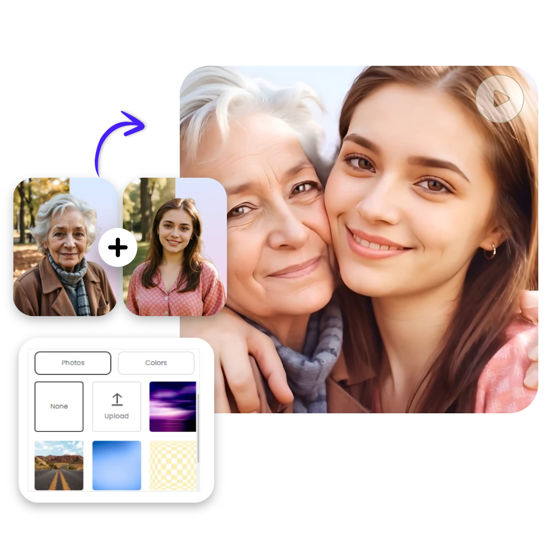 remove and change motion video background featuring two women of different ages hugging in one click