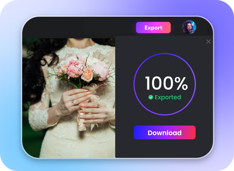 download the finished wedding video invitation from clipfly