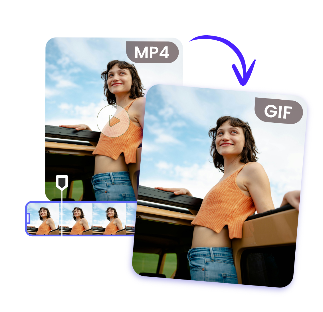 convert a mp4 video with a beautiful female to gif in clipfly