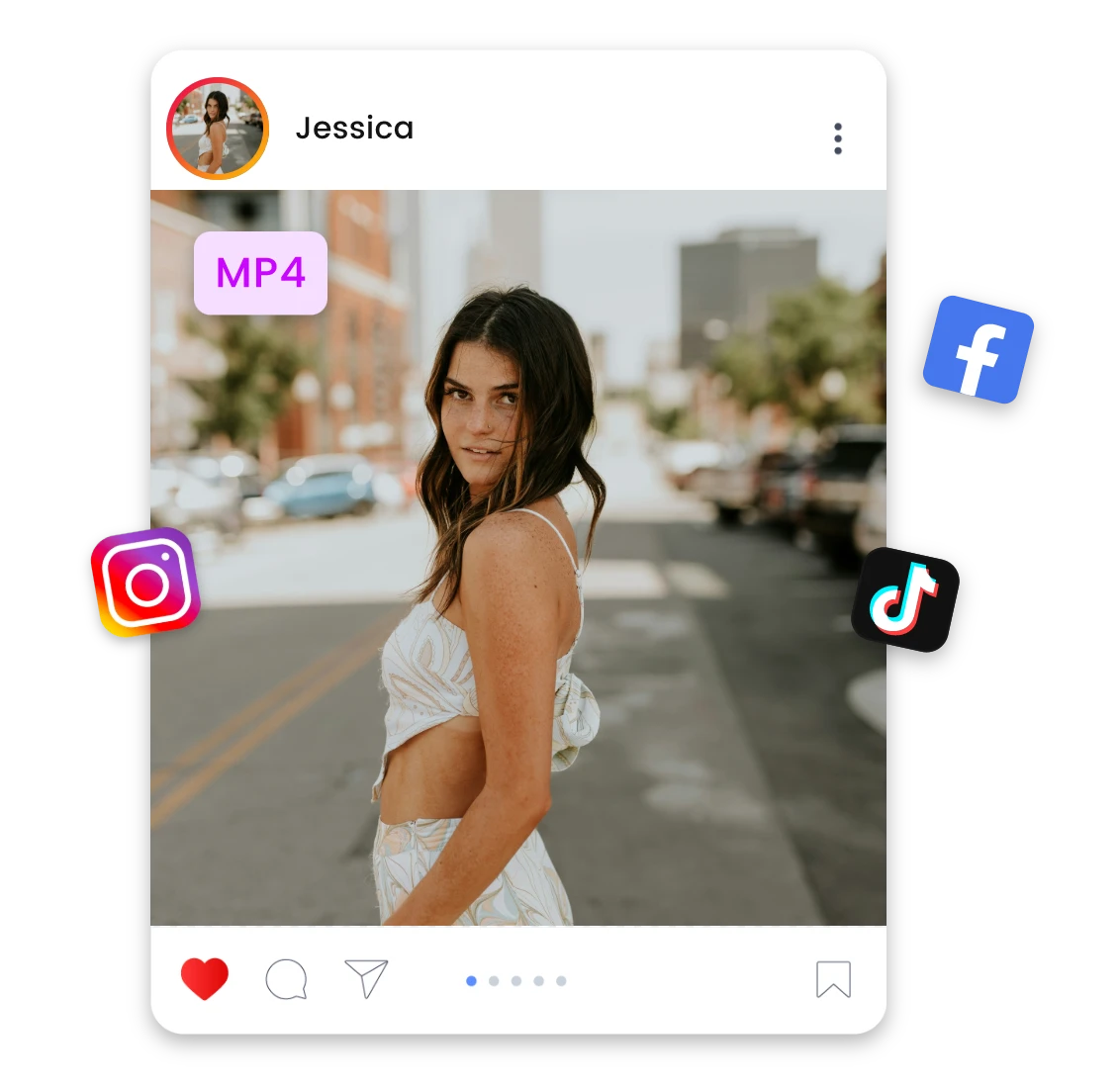 share the converted mp4 video on social media channels like ins, x, facebook