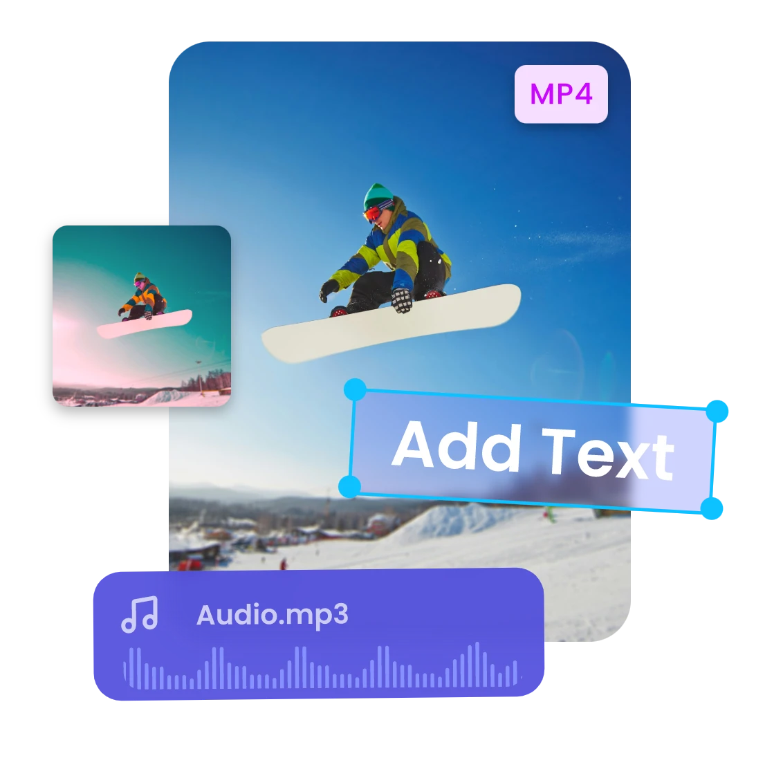 use clipfly video editor to edit an mp4 video of a man skiing