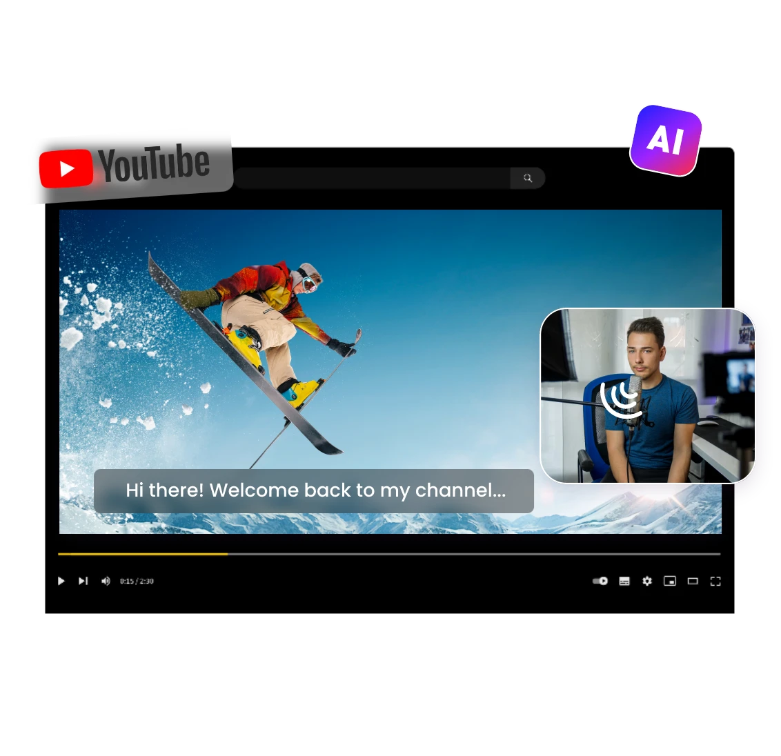 use clipfly s ai video enhancer and ai talking avatar feature to refine a skating man and an male avatar video