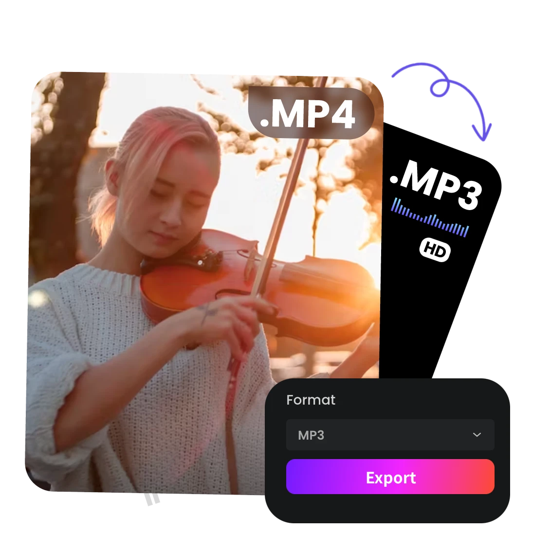 Convert MP4 video of a girl playing violin to MP3 audio