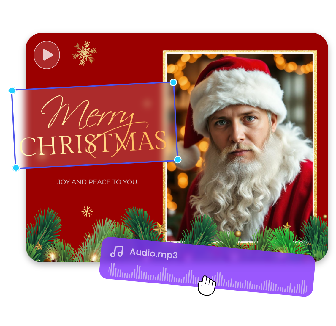 make personalized AI Santa video by adding text and audio