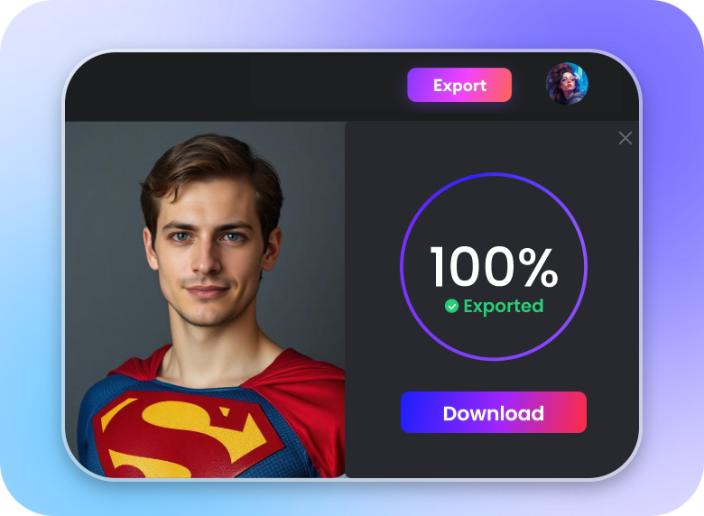 step 3 download the transformed AI Superman video