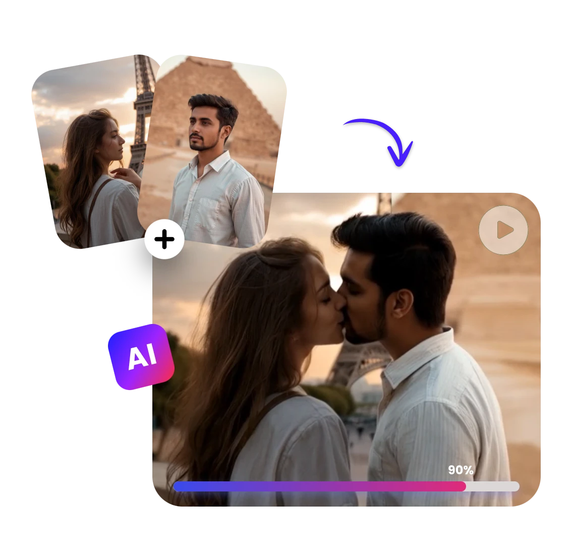 create AI kiss videos for a couple with AI in seconds