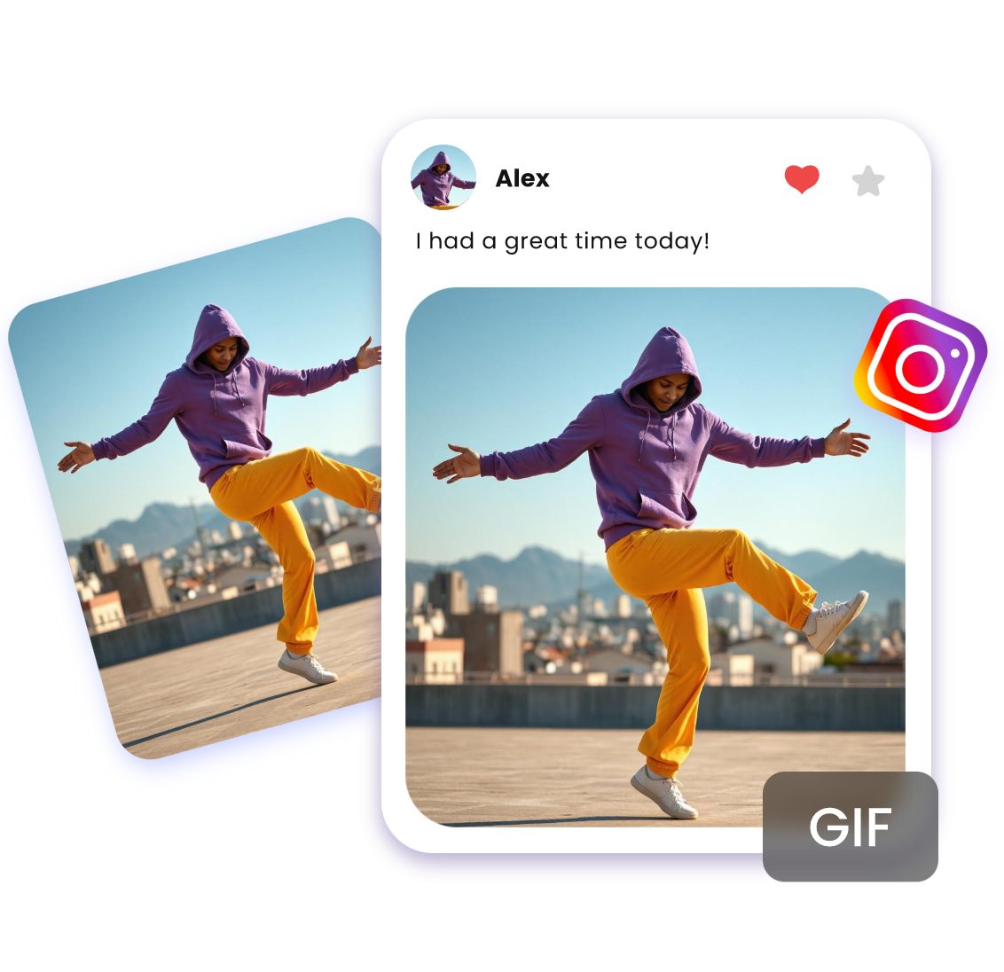 create an ai dance video from a photo of a hoodie man and use it as an instagram post