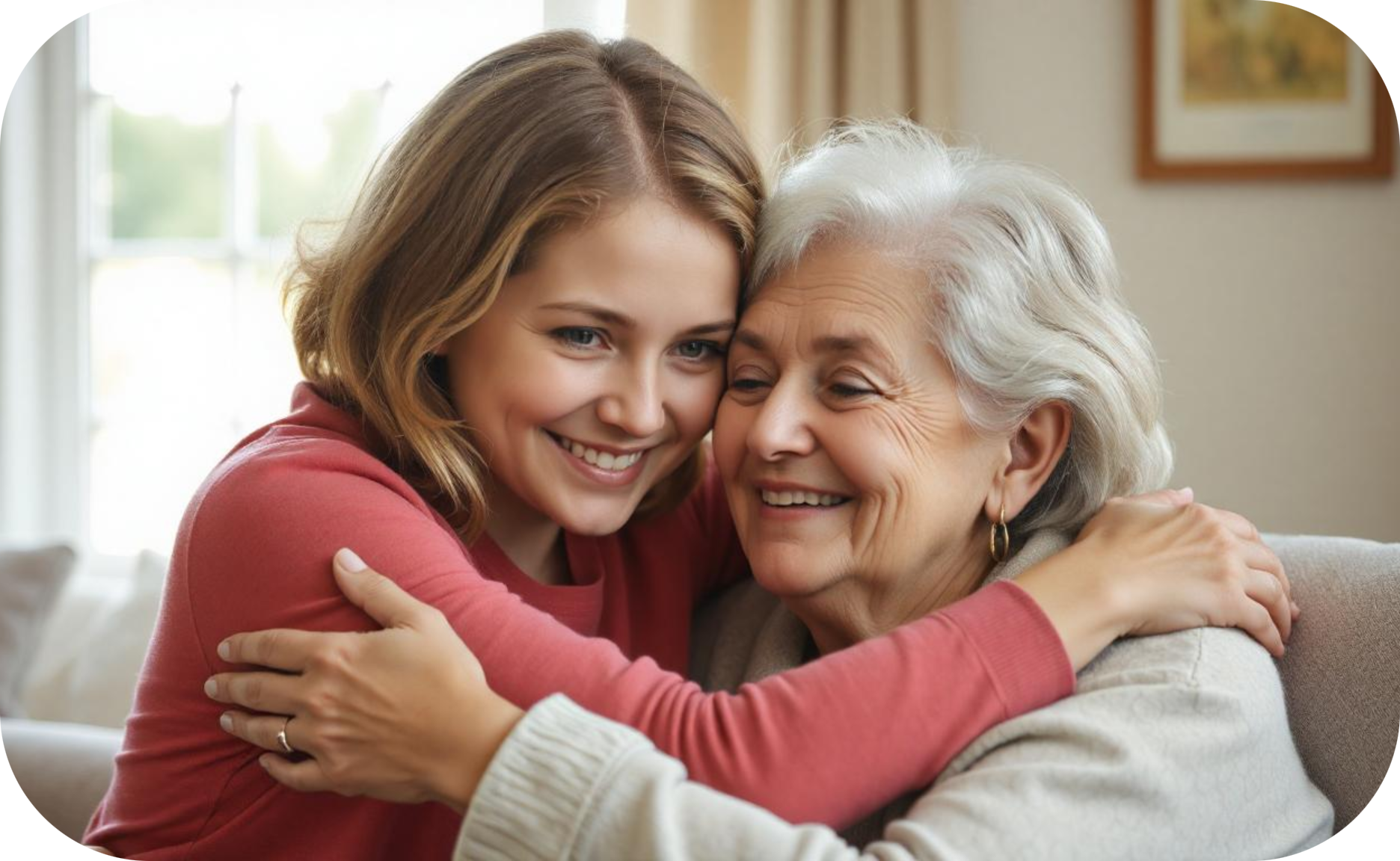 generate a heartwarming hugging video of a mother and daughter with ai