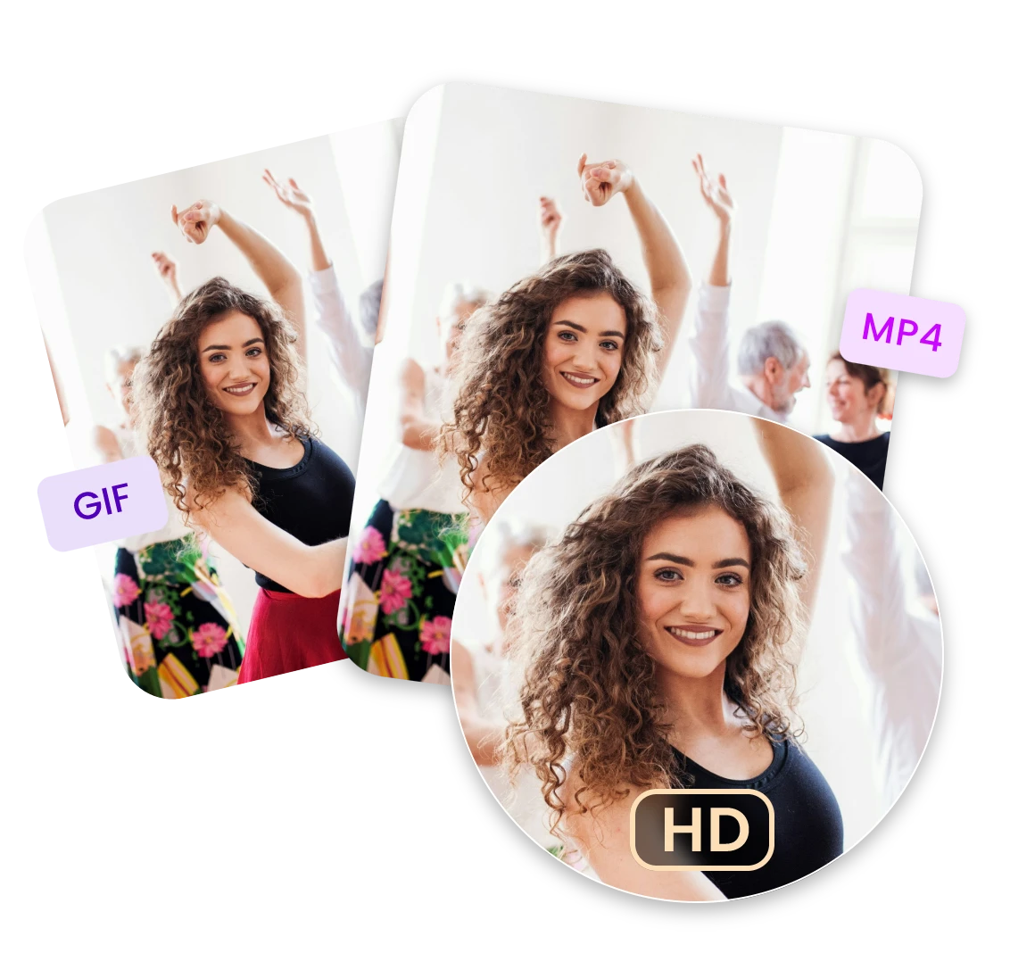 export high-quality GIF and MP4 team dancing videos from Clipfly AI team dance video creator