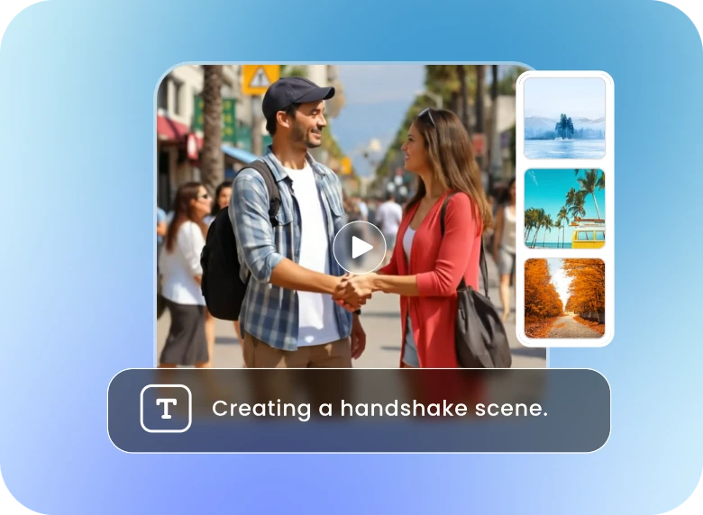 enter handshake as text prompt and make two photos shake hands in clipfly ai handshake video generator