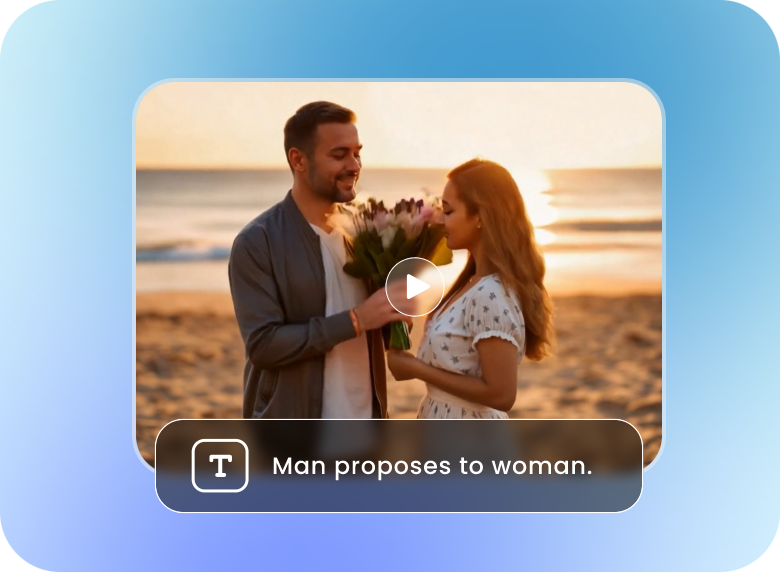 input text to generate a proposal video of a man and a woman with AI