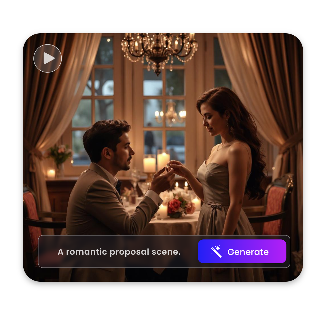 generate a romantic proposal video with text in clipfly