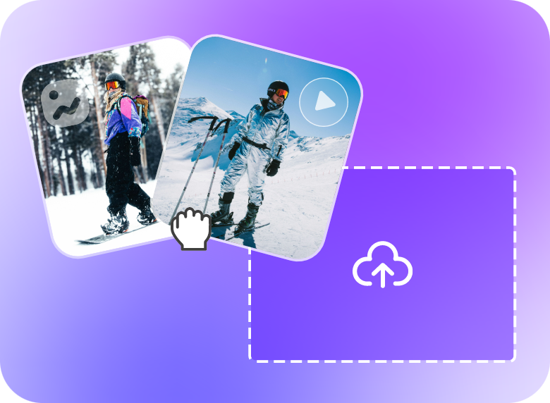 upload a photo of a skiing man or a video of a skiing man to clipfly reel maker