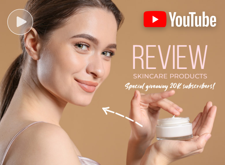 featured image for clipfly youtube video maker featuring a smiling lady holding a skincare product