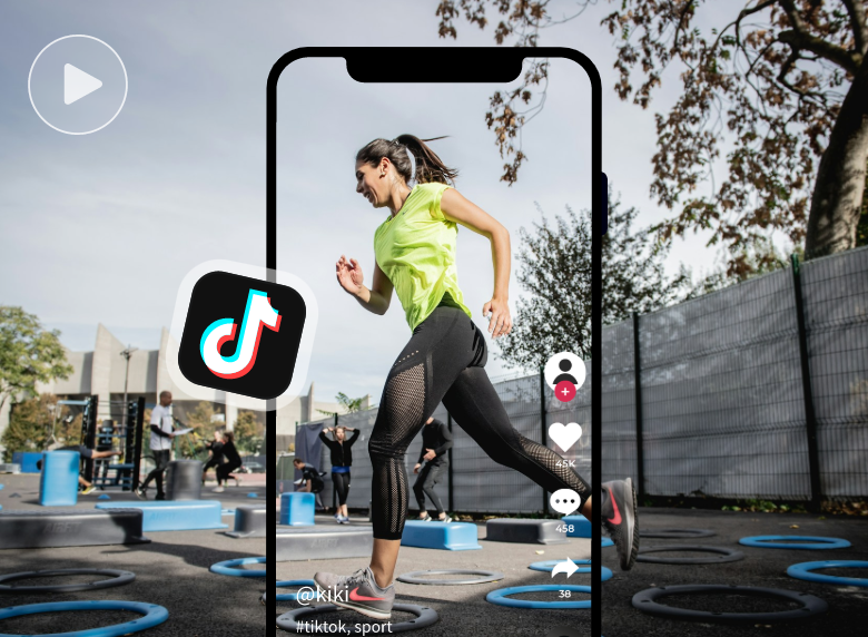 featured image for clipfly tiktok video editor featuring a running lady with a green t shirt