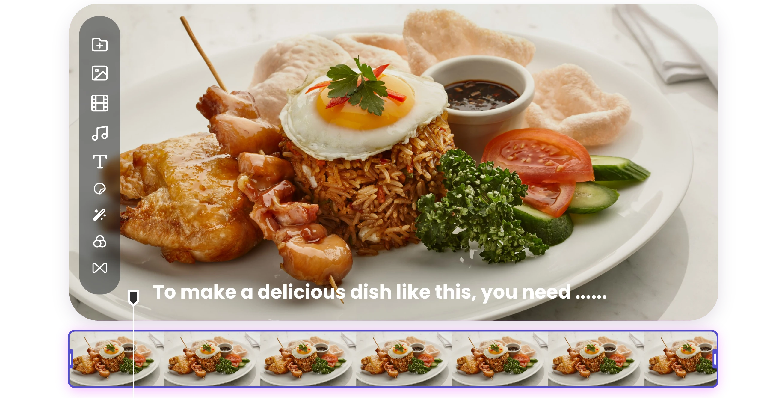 Use clipfly to create an explainer video of making delicious fried chicken, omelette and Vegetable Package