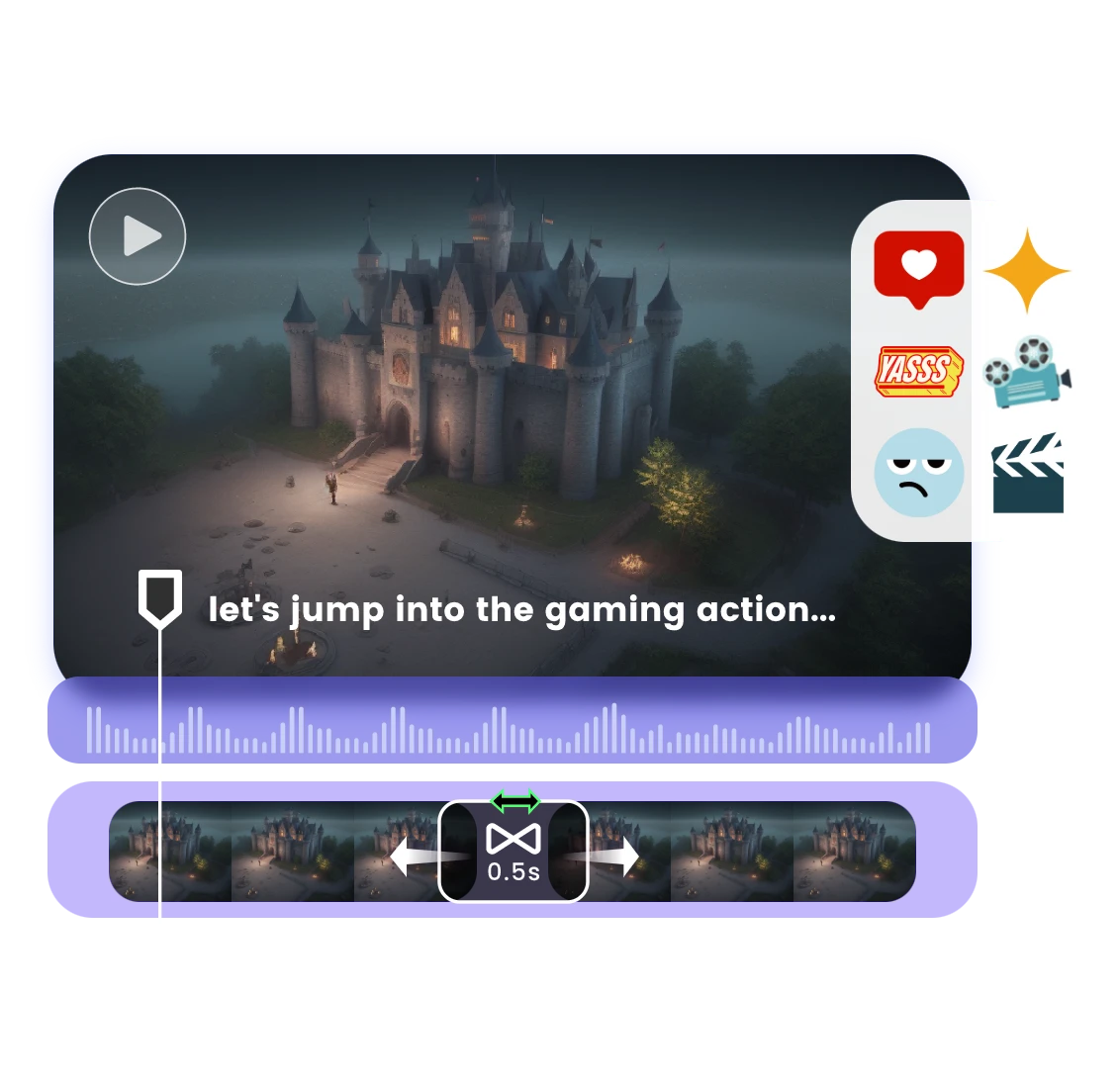 Create a game introduction video with stickers, music, and transitions from clipfly